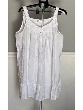 Eileen West 3X White Cotton Short Flowy Ruffle Nightgown Sleeveless Cottage Core